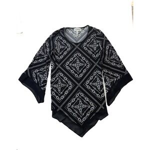 Joseph Ribkoff top sz 12 Navy w/ Jewelry Chain Pattern Jersey Tunic